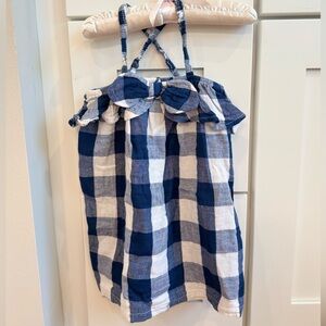Mud Pie Blue and White Gingham Bow Dress